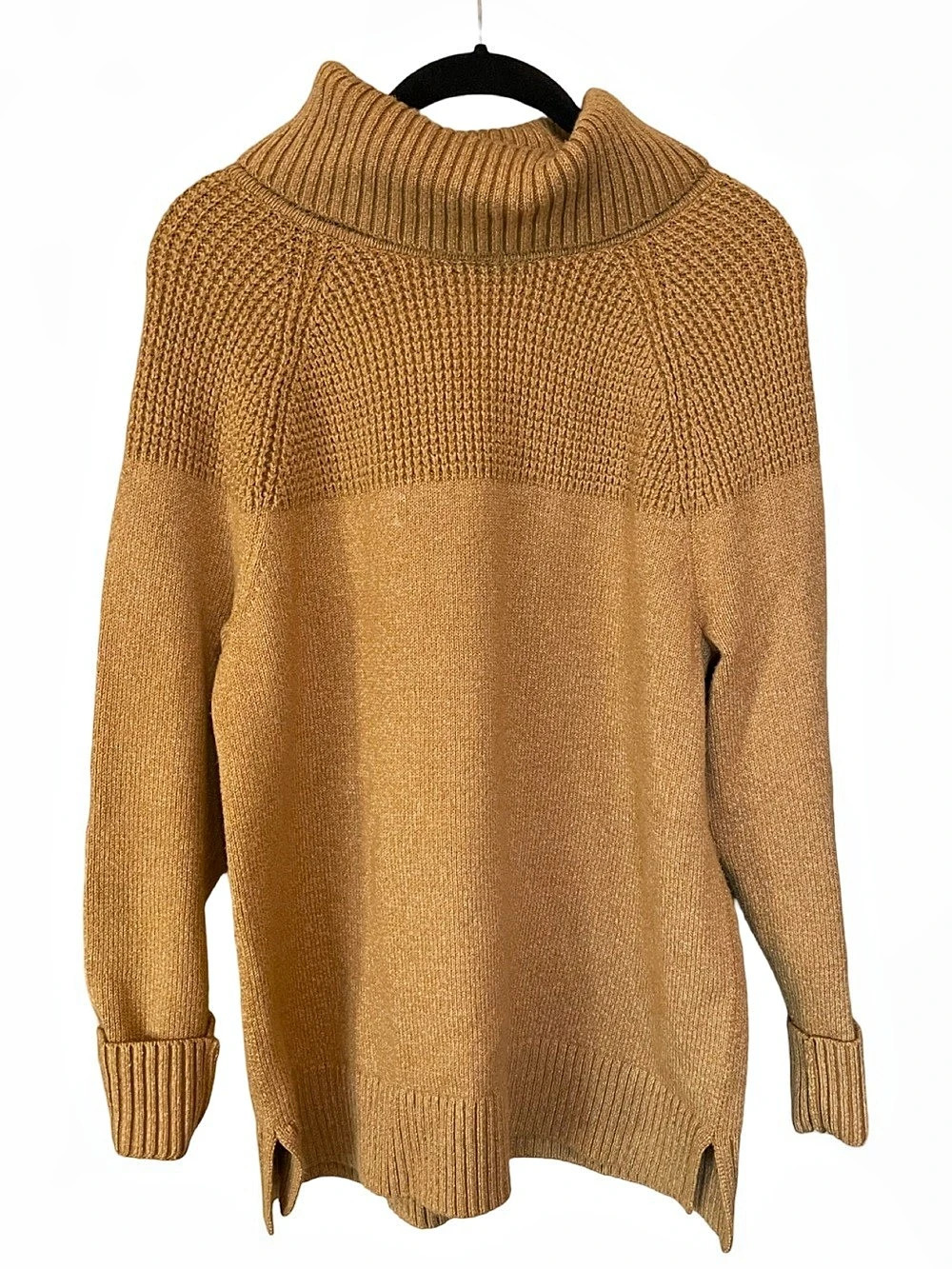 L.L.Bean Women's SuperSoft Waffle Sweater, Turtleneck Brown Medium